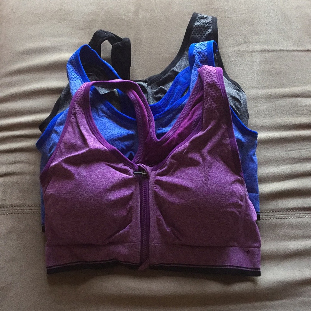 3 Pack Front Zip Sports Bra